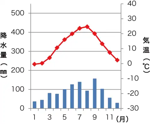 松本の雨温図