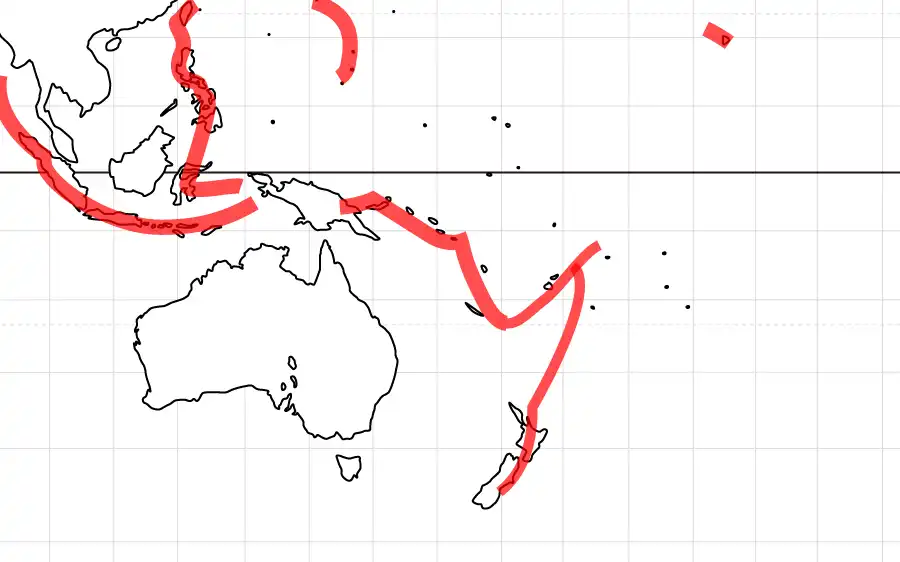 オセアニアの火山分布