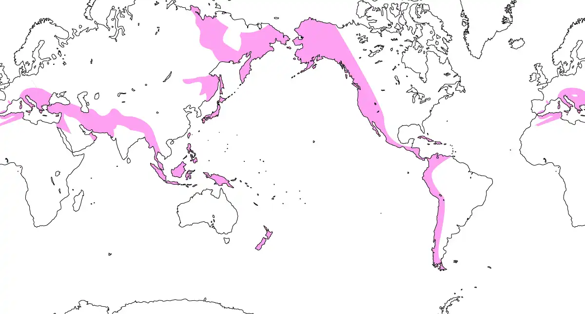 新期造山帯の分布