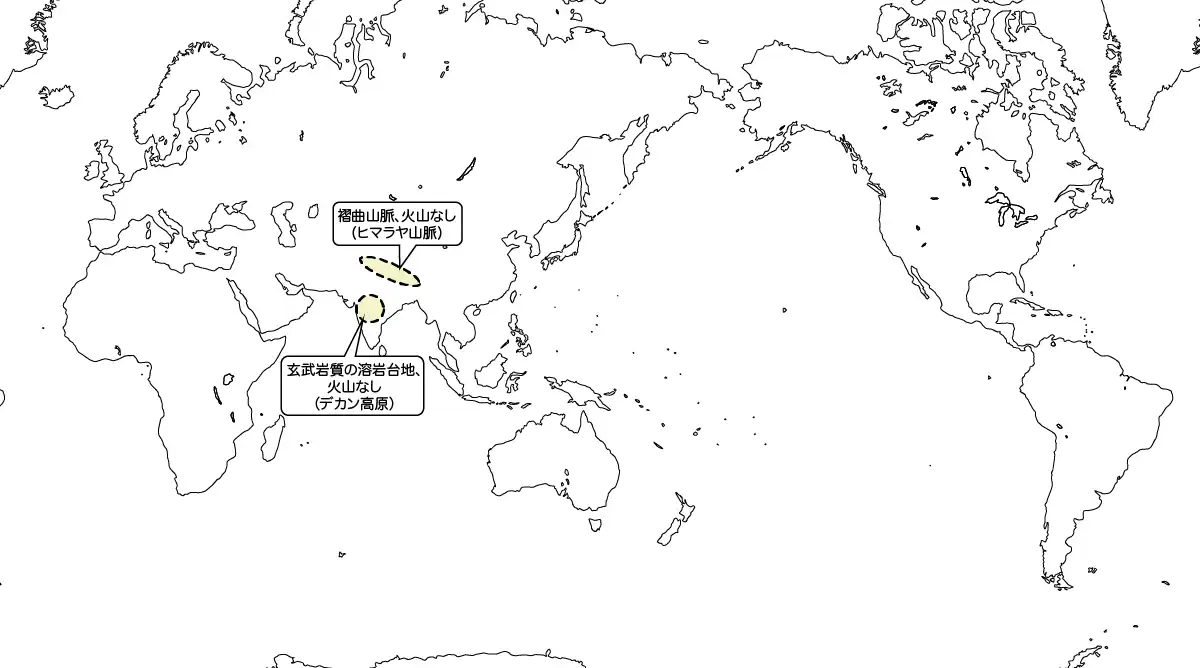 主な火山とホットスポットの分布