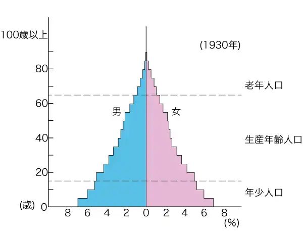 日本の人口ピラミッド(1930年)